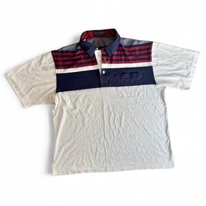 Vintage Enro Men’s Striped Colorblock Polo Shirt | Cotton Blend | XL